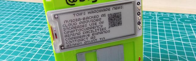 How to make a connected badge that shows the latest news headlines — and looks like a floppy disk