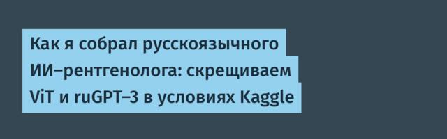 Как я собрал русскоязычного ИИ-рентгенолога: скрещиваем ViT и ruGPT-3 в условиях Kaggle