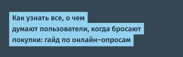 Как узнать все, о чем думают пользователи, когда бросают покупки: гайд по онлайн-опросам