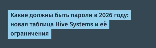 Какие должны быть пароли в 2026 году: новая таблица Hive Systems и её ограничения
