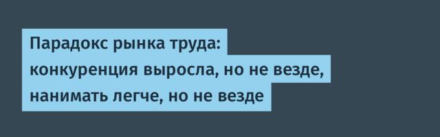Парадокс рынка труда: конкуренция выросла, но не везде, нанимать легче, но не везде