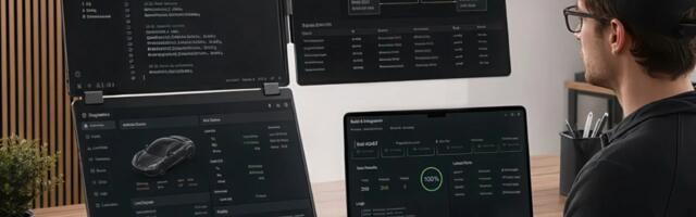 This is the most incredible portable monitor setup you'll see — a portable L-shaped 16-inch triple-screen monitor is perfect for productivity