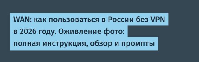 WAN: как пользоваться в России без VPN в 2026 году. Оживление фото: полная инструкция, обзор и промпты