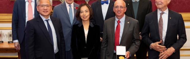 Jensen Huang and other AI leaders presented award by King Charles