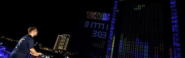 2,800 RGB drones turned into the world's largest-ever game of Tetris — Red Bull Tetris world final lights up Dubai night sky