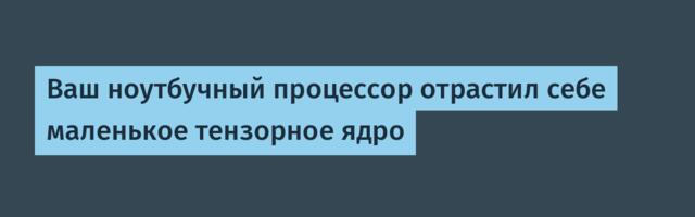 Ваш ноутбучный процессор отрастил себе маленькое тензорное ядро