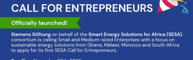 SESA Project launches call for entrepreneurs to fund sustainable energy solutions