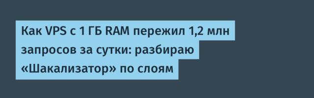 Как VPS с 1 ГБ RAM пережил 1,2 млн запросов за сутки: разбираю «Шакализатор» по слоям
