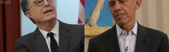 Stephen Colberts address to the nation is crashed by an unimpressed Barack Obama