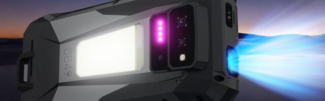 This brick of a phone includes a projector, a camping light, and a 17,600mAh battery