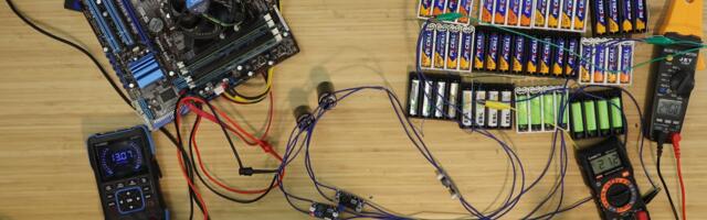 Enthusiast rebuilds AA-battery-powered PC, sextuples run time to 30 minutes with 64 batteries — uses three voltage regulators in parallel to achieve stability, runs computer for over 30 minutes on 64 AA cells