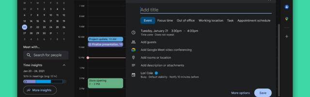 Google Calendar Goes Dark on Web, Gets Modernized Look