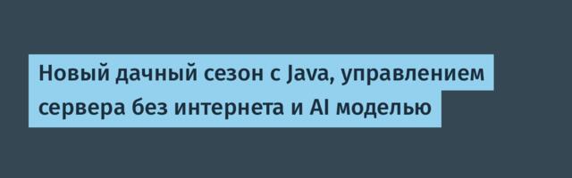 Новый дачный сезон с Java, управлением сервера без интернета и AI моделью
