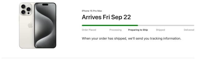 Some iPhone 15 and iPhone 15 Pro Pre-Orders Now 'Preparing to Ship' Ahead of September 22 Launch