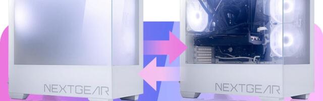 This NEXTGEAR Clear Shift PC lets you switch from showpiece to stealth