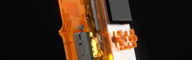 Translucent orange Web3 gaming handheld mines and stores tokens while you game, will cost $500