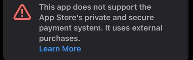 Apple is placing warnings on EU apps that don’t use App Store payments
