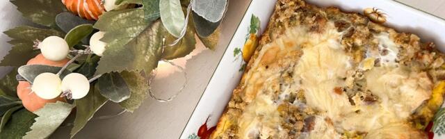 My mom's 'brunch bake' is the easiest way to use leftover stuffing. We look forward to eating it every year.