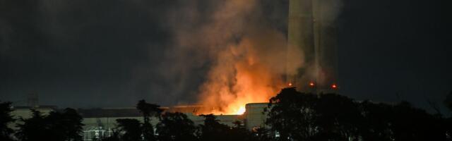 A giant battery power plant is on fire in California