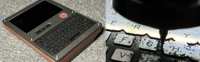 Raspberry Pi 5 powers retro-futurism 1980s cyberdeck with custom milled keypad and wood finish