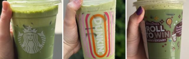 I tried matcha lattes from Starbucks, Dunkin', and Tim Hortons. One was bitter, one was too milky, and one was just right.
