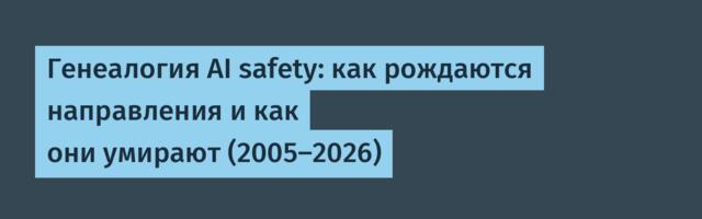 Генеалогия AI safety: как рождаются направления и как они умирают (2005-2026)