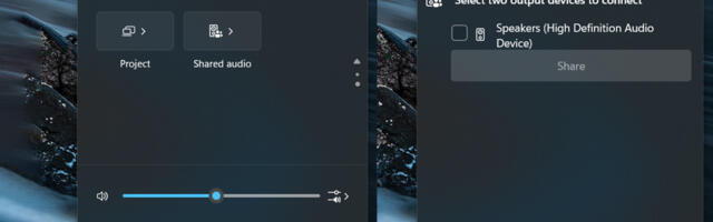 A Windows Insider user discovers an undocumented ‘Shared audio’ feature in the latest build — quick setting allows you to play audio through multiple outputs