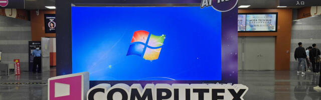 Prominent Computex sign runs Windows 7, as Microsoft insists we move on from Windows 10