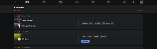 ESPN's Where to Watch offers a TV and streaming guide to sports viewing