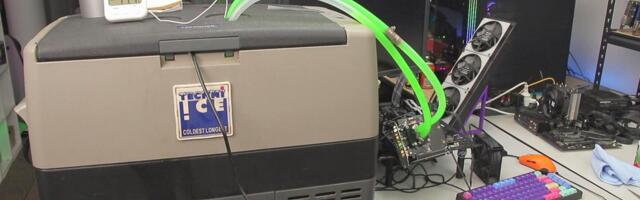 Overclocker uses camping freezer to push RTX 5050 to nearly 3.5 GHz, smashes world records — smallest Blackwell GPU gets 23% clock boost