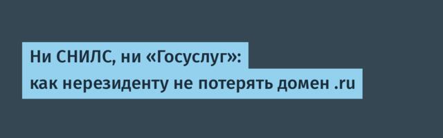 Ни СНИЛС, ни «Госуслуг»: как нерезиденту не потерять домен .ru