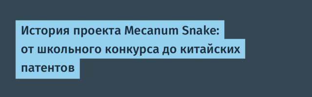 История проекта Mecanum Snake: от школьного конкурса до китайских патентов