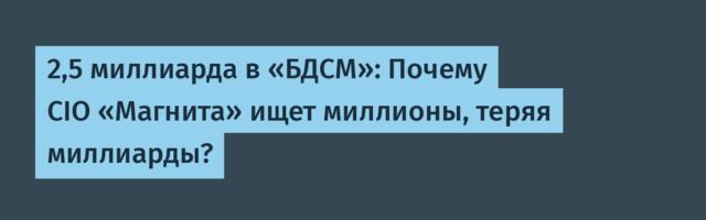 2,5 миллиарда в «БДСМ»: Почему CIO «Магнита» ищет миллионы, теряя миллиарды?