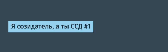 Я созидатель, а ты ССД #1
