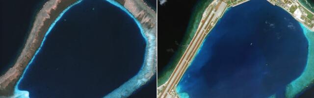 China claims an island in the South China Sea. Satellite images show Beijing's growing power-hungry struggle in the region.