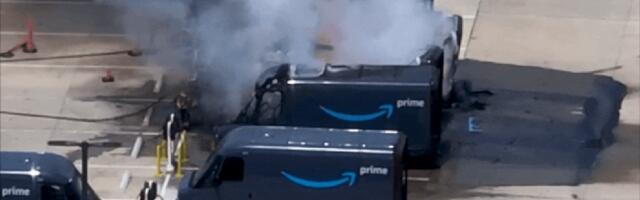 Amazon Delivery Van Ignites in Fiery Explosion During Houston's Summer Heat