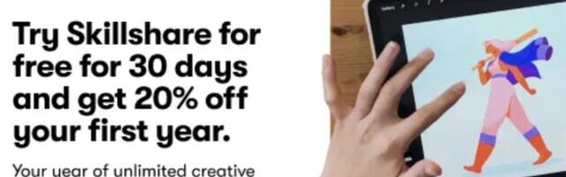 Skillshare Brings Creative Courses Into Black Friday, One Month Free Trial and 20% Off the First Year Subscription