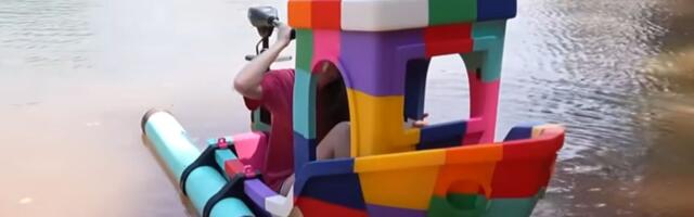 Maker 3D prints giant 'Benchy' sailboat and takes it out on the water