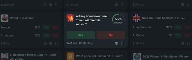 Prediction Markets Let You Bet on Whether a Wildfire Will Burn Down Your Town
