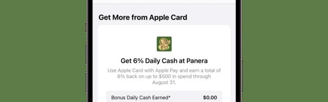 Apple Card Promotion Offers 6% Cash Back at Panera