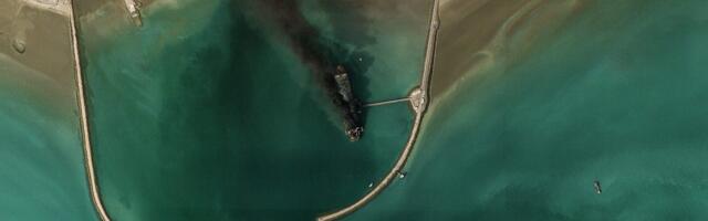 Satellite image shows Iran's largest naval vessel, a tanker-turned-warship, smoking in port