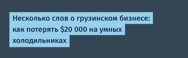 Несколько слов о грузинском бизнесе: как потерять $20 000 на умных холодильниках