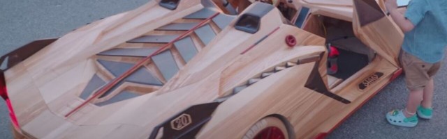 Watch awesome dad build electric wooden Lamborghini for his son