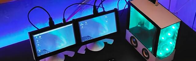 Custom Raspberry Pi mini PC features dual monitor setup