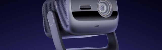 You can aim this projector by moving its motion-sensing remote around
