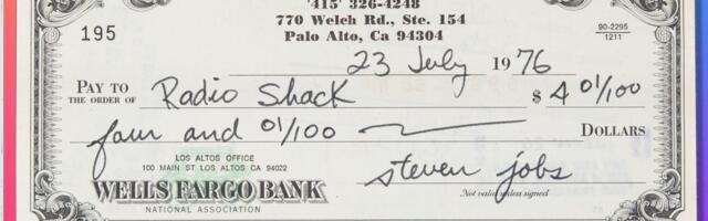 Steve Jobs wrote a check in 1976 to Radio Shack. Now it’s up for auction