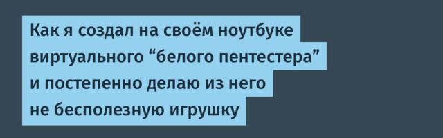 Как я создал на своём ноутбуке виртуального “белого пентестера” и постепенно делаю из него не бесполезную игрушку