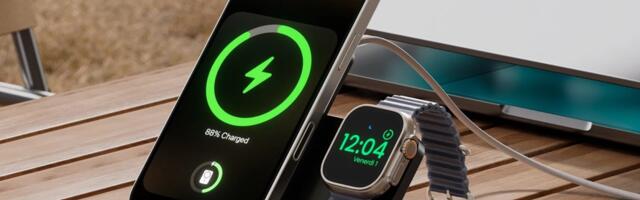 You can pivot this wireless smartphone power bank to charge an Apple Watch, too