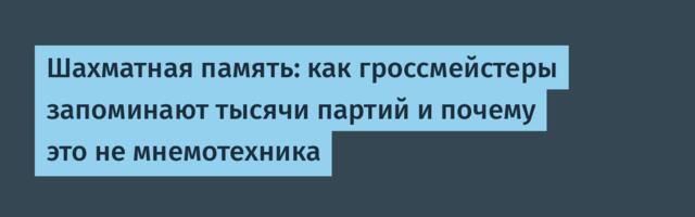 Шахматная память: как гроссмейстеры запоминают тысячи партий и почему это не мнемотехника