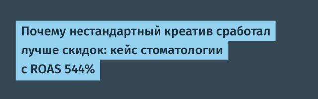 Почему нестандартный креатив сработал лучше скидок: кейс стоматологии с ROAS 544%